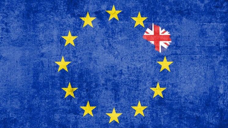 EU-Flagge mit einem Stern als Union Jack